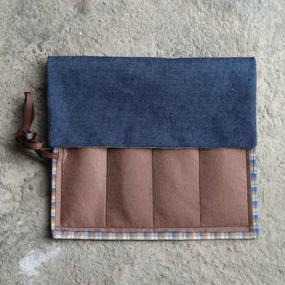 POCHETTE COUTEAUX • DENIM & BRUN